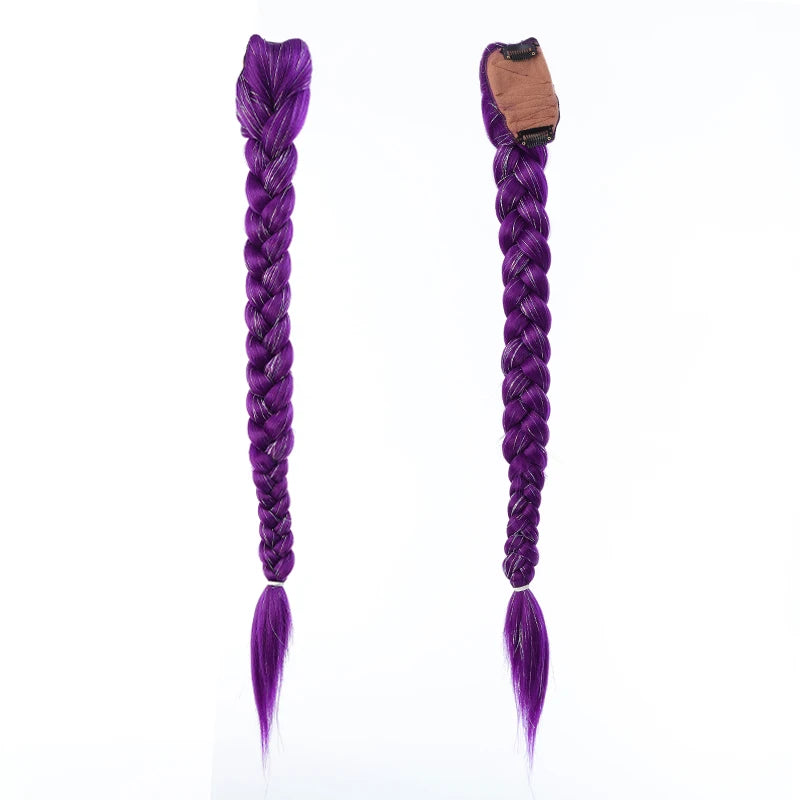 Devil Hunting Girl Group Wig Horsetail Purple Wig Braid Gold Fried Dough Twists Braid