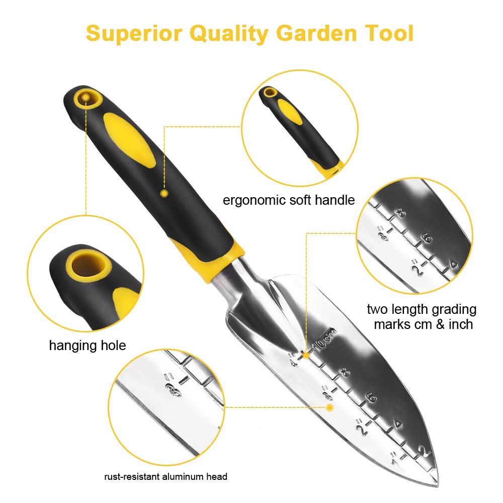 Herramientas de jardinería: paleta de mano, rastrillo, cultivador, desmalezador con mango ergonómico, herramientas de jardinería para césped, tierras de cultivo, trasplante, bonsái.