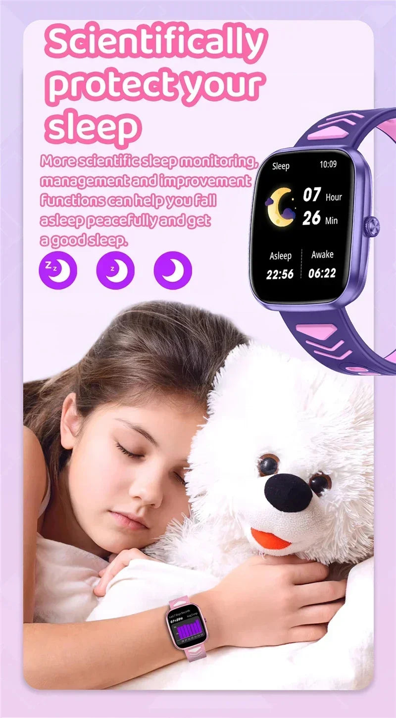 Montre connectée pour enfants, écran tactile HD de 1,75 pouce, bracelet connecté pour jeux et musique, cadeau idéal pour garçons et filles, compatible avec iOS et Android