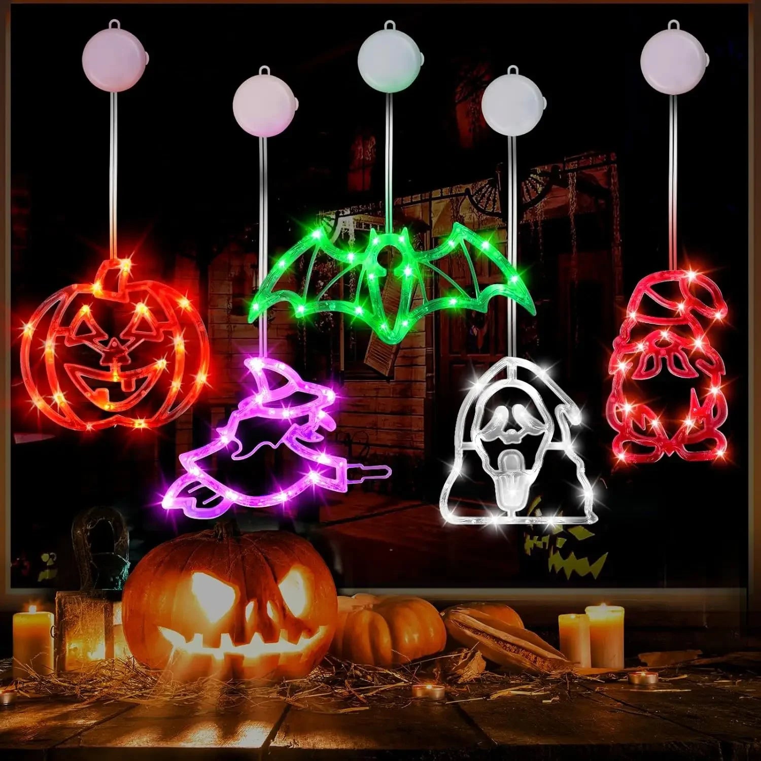 Halloween Led String Lights Ghost Pumpkin Spider Hat Modeling Lamp with Suction Cup Festival Party Halloween Decoration New