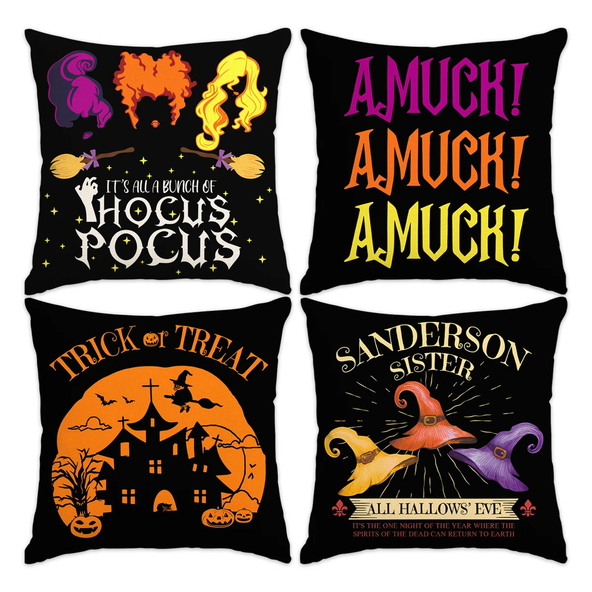 1 ud./4 Uds. Funda de almohada decorativa de Halloween, funda de cojín de truco o trato, fantasma, cabeza de calabaza, funda de cojín de sofá con decoración de murciélago