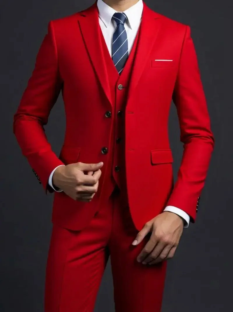Traje (blazer + chaleco + pantalón) de hombre, elegante, de negocios, estilo británico, color liso, para banquete, anfitrión o boda, informal