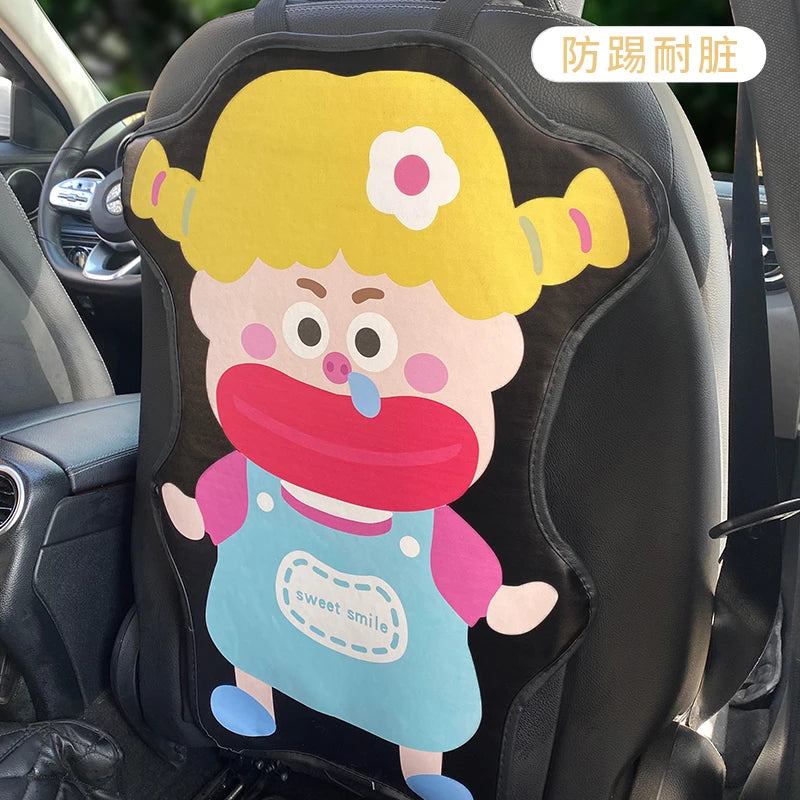 Car anti-kick pad, seat back protective pad, leather waterproof, anti-wear and wear-resistant cartoon cute car protective
