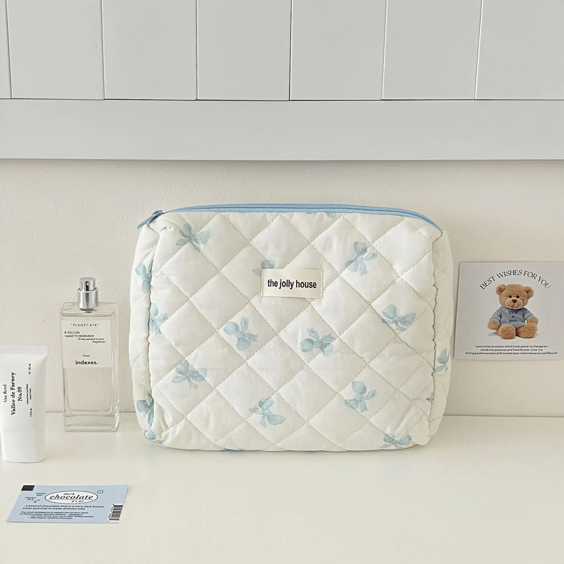 Bolsa de cosméticos para mujerBolsa de viaje para artículos de aseo Bolsa de maquillaje con lazo Bolsa de almacenamiento de maquillaje de moda Neceser organizador de bolso Kosmetiktasche