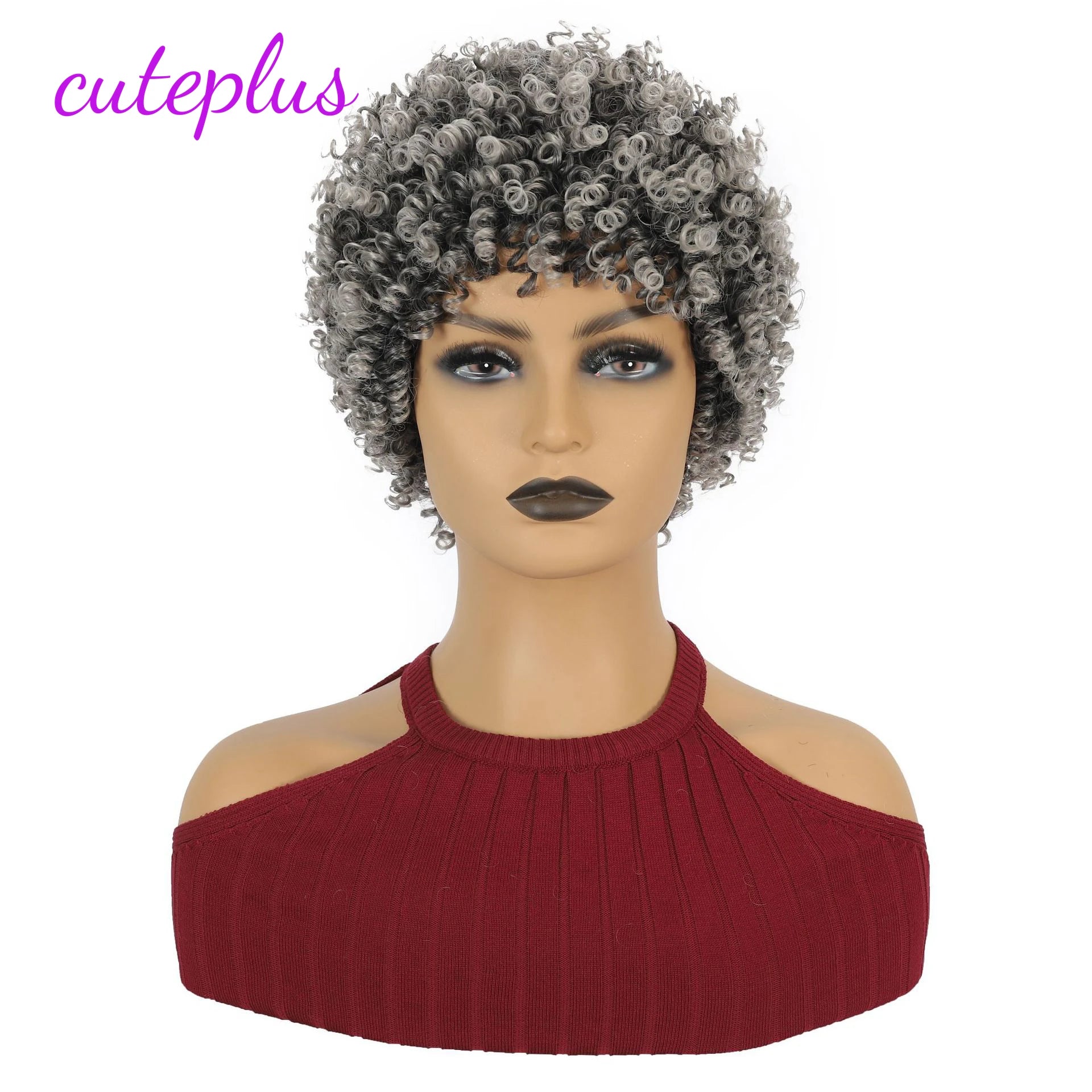 Peluca afro corta rizada con ondas marcadas