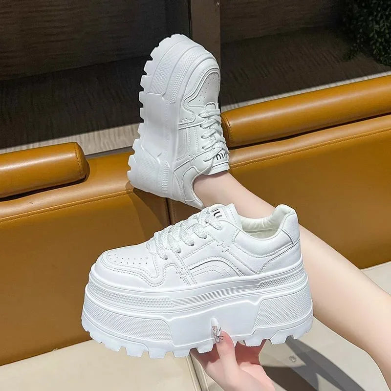 Zapatillas de plataforma para mujer, antideslizantes, de diseñador, vulcanizadas, con cordones, resistentes al desgaste, para mujer, nuevas
