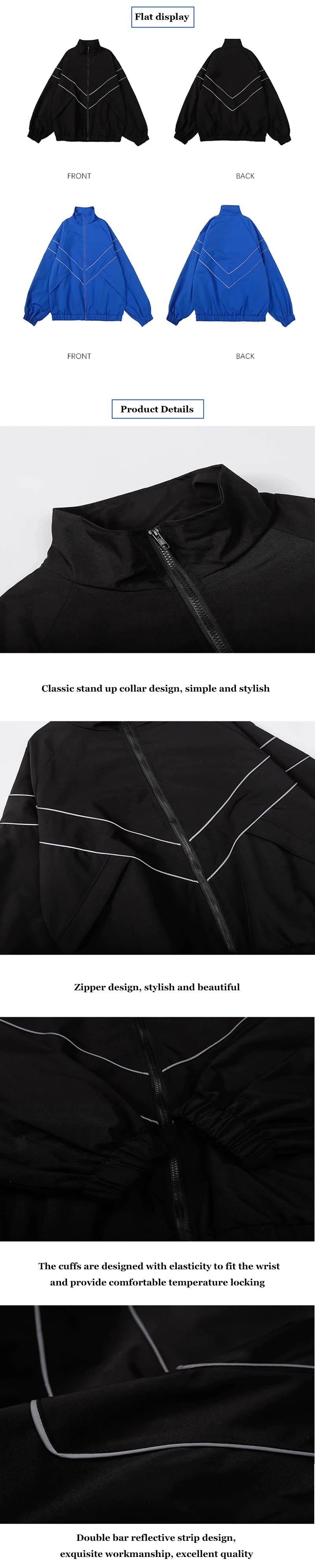 Herrejakker Streetwear Friluftsliv Jakke Herre Høst Ny Trend Vindjakke Par Mote Løs Glidelås Løse Topper