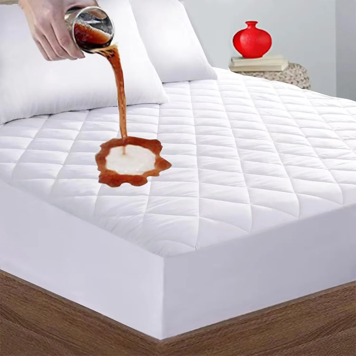 Mattress Protector, Viscose from Bamboo Mattress Pad Ultra Soft Breathable, Noiseless Mattress Cover Fitted 14"-18" Deep Pocket