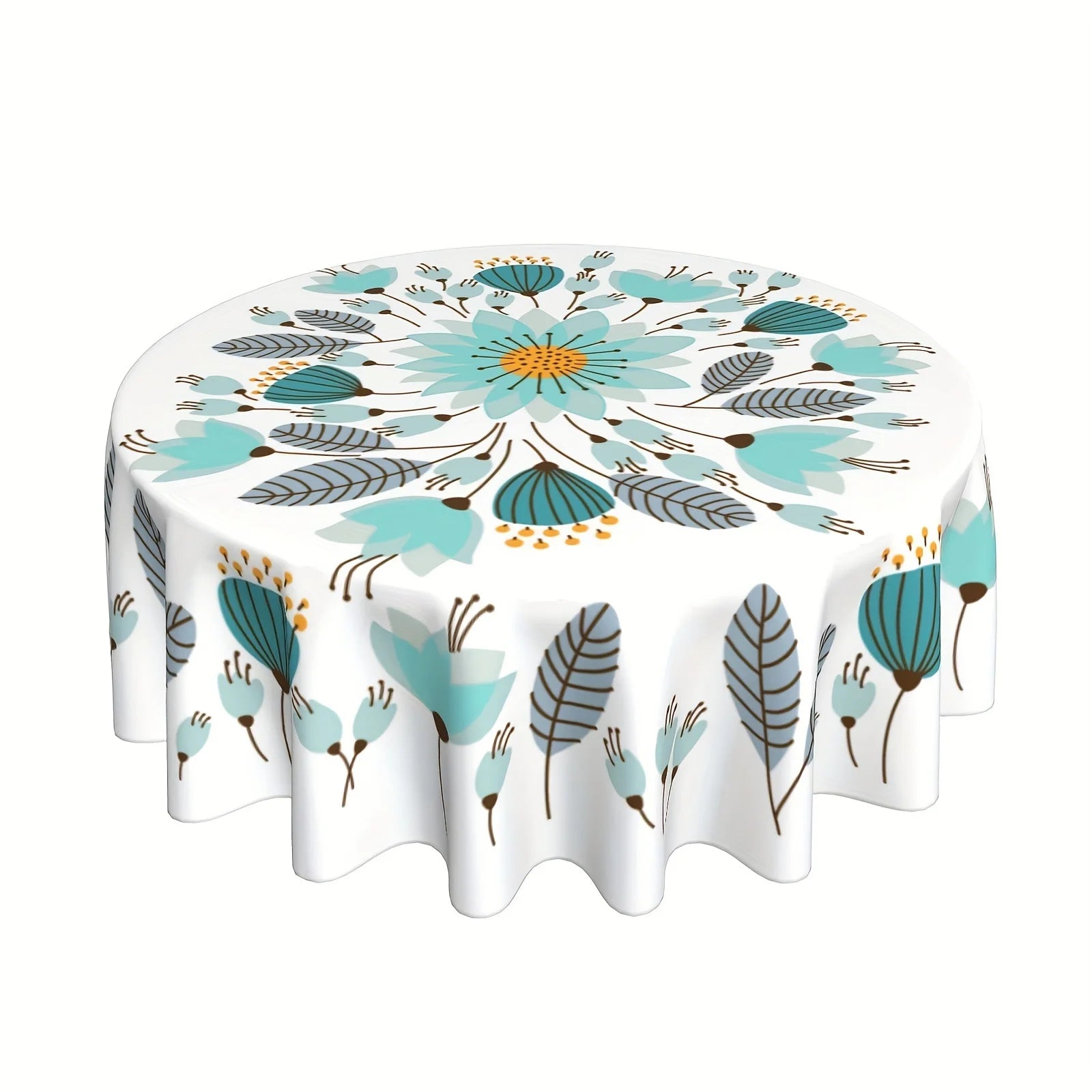 1pc Floral Round Tablecloth 152.4 Cm Farmhouse Rustic Tablecloth Spring Summer Tablecloth Boho Flowers Outdoor And Indoor Party
