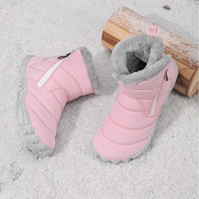 Winter Snow Boots Children's Shoes For Boys Girls Warm Plush Ankle Boots Outdoor Waterproof Anti Slip Kids Cotton Shoes Fashion