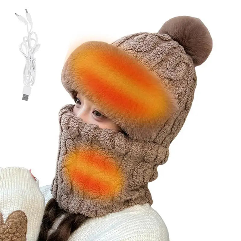 Winter Heated Hat Winter Hats Electric Cotton Heated Hat Neck Warmer Earflap Women Windproof Hats Beanie Hat for Winter warm