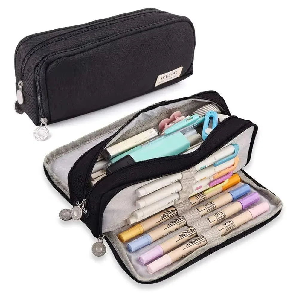 Trousse à crayons 3/4 compartiments multicouches grande capacité pour écoliers, compartiment transparent pour stylos