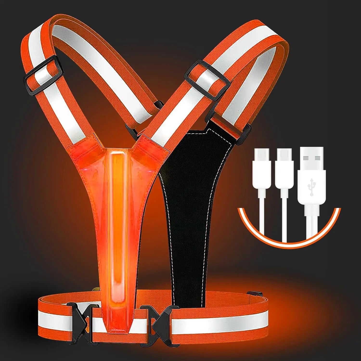 LED-reflekterende tanktopp for nattløping, høy elastisk utendørs sportsklær, sykkel- og løpeutstyr