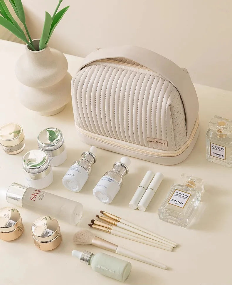 Bolsa de maquillaje de gran capacidad, estuches de cosméticos para mujer, organizador de maquillaje, neceser de belleza portátil, artículos de viaje esenciales, neceser de aseo.