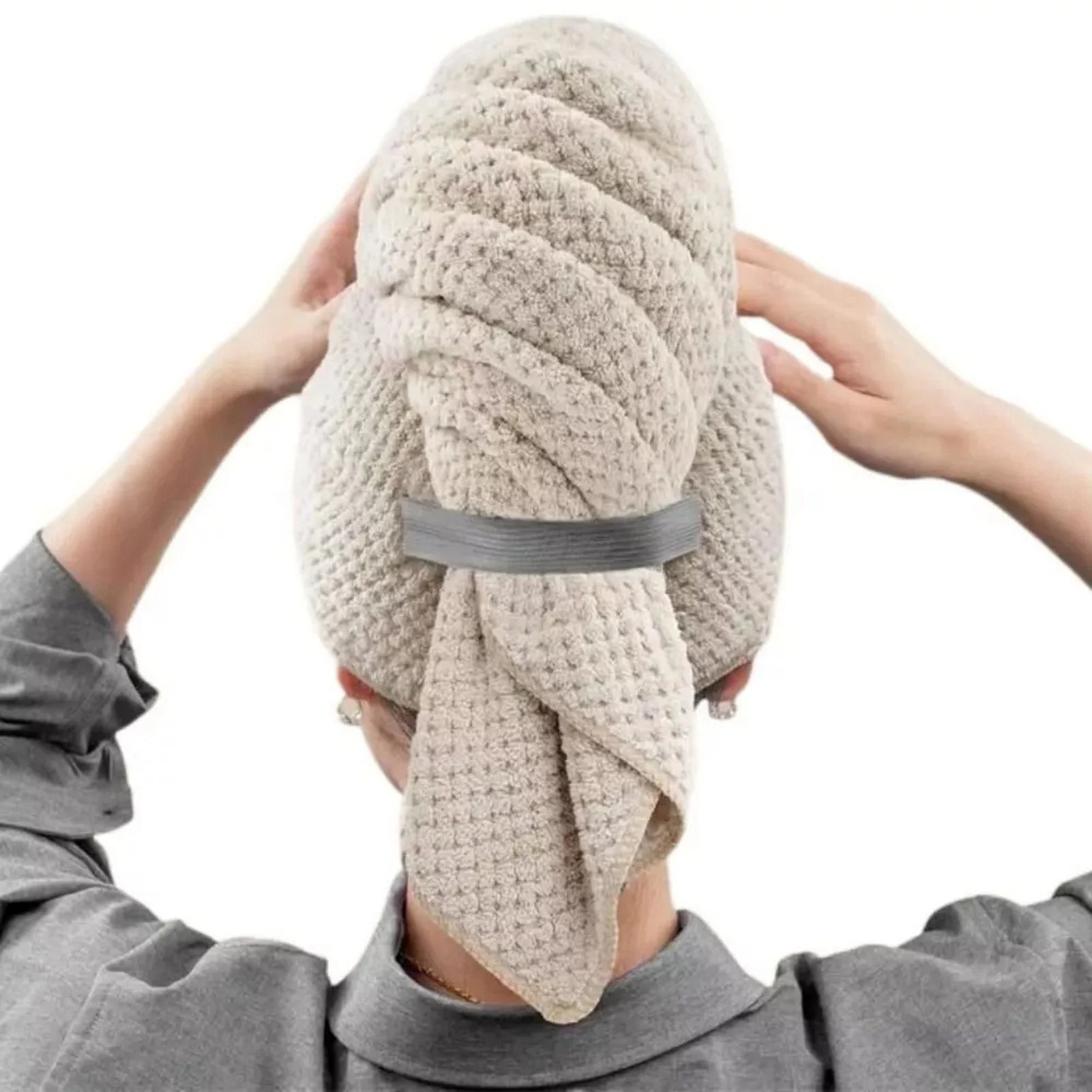 Grandes serviettes en microfibre pour cheveux ultra douces avec boucle élastique pour cheveux bouclés, longs et courts