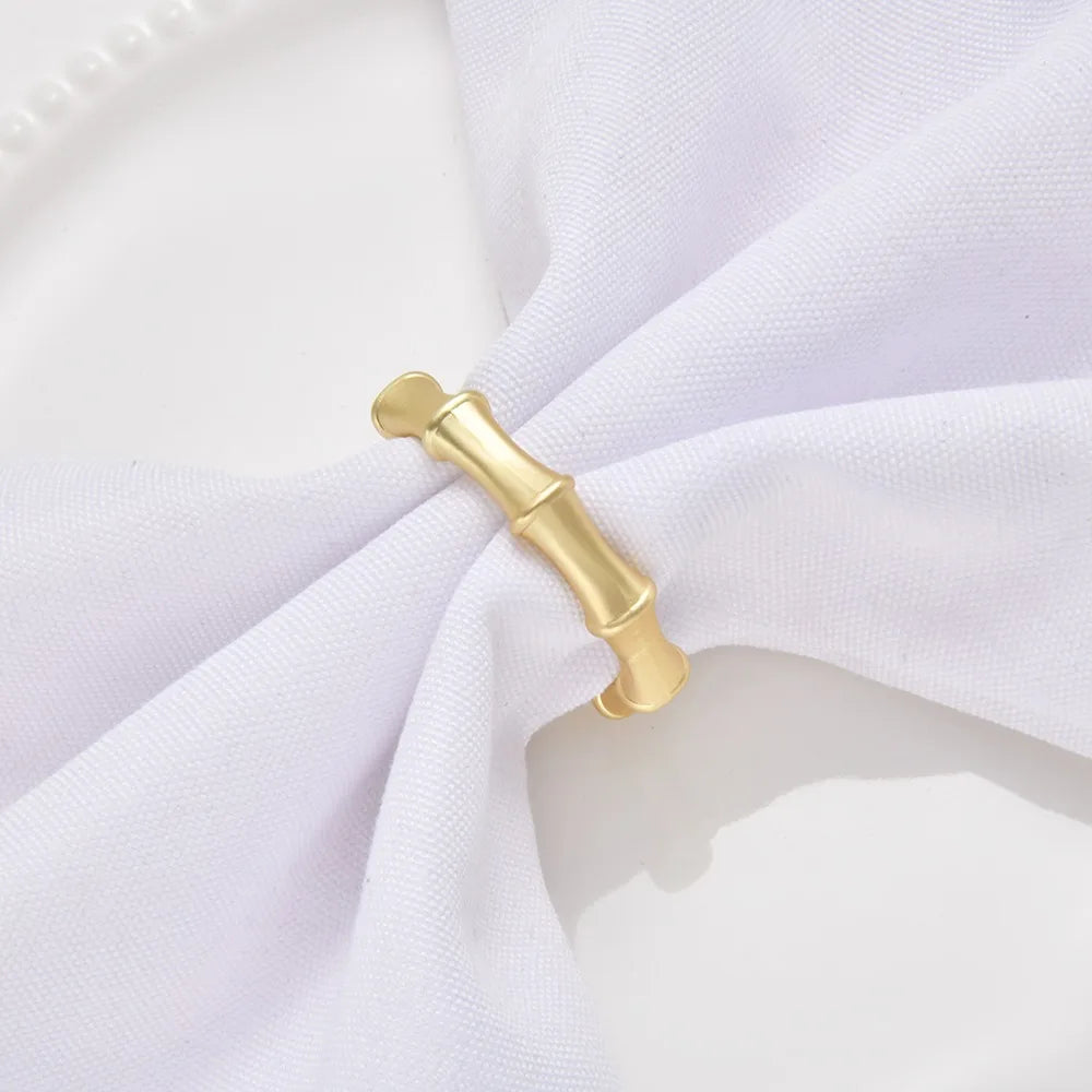 Servilleteros Anillos de Metal Dorado con Diseño de Bambú para Fiestas, Versátiles, para Bodas, Cenas y Decoración de Mesa