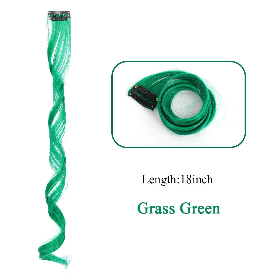 Extensions de cheveux synthétiques longues et bouclées pour femmes, résistantes à la chaleur, à clipser, couleur or, gris, violet, rose, rouge