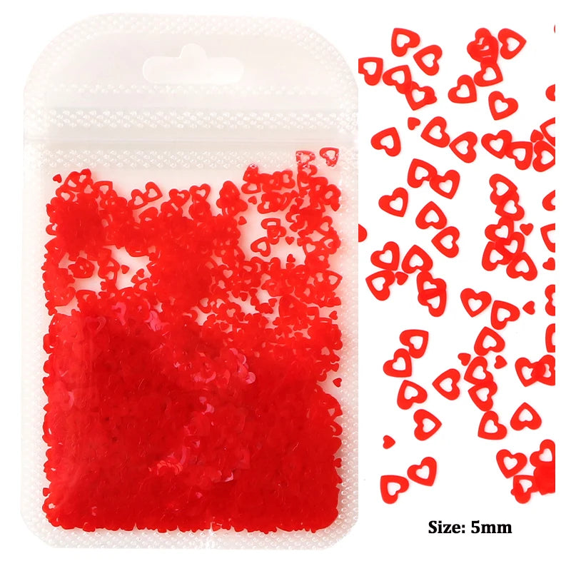 2g Holographic Nail Art Glitter Shiny Sweet Love Red Heart Flakes Sequins 3D Nail Paillette Manicure Valentine's Day Decorations