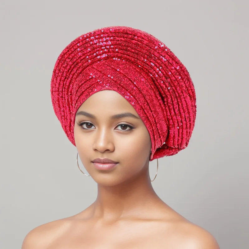 Sequin Auto Gele Headtie – Sparkle with African Royal Elegance