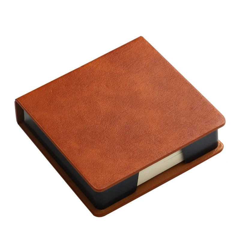 Sticky Note Box with Notepads Leather Memo Pad Dispenser Desktop Supplies for Students Office Worker