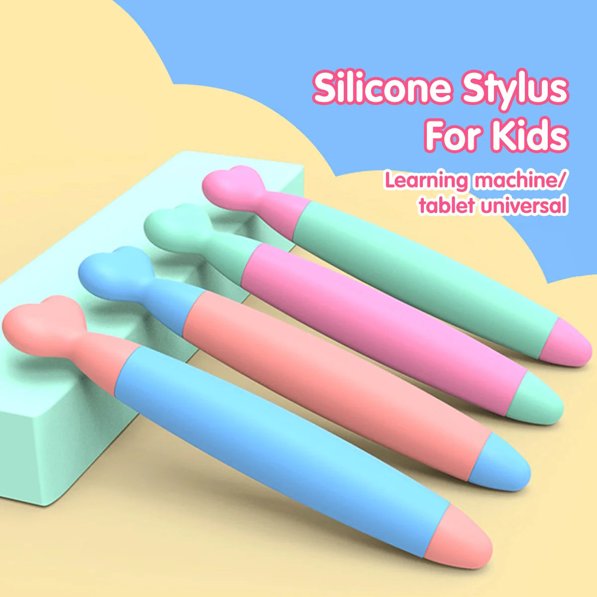 Cute Touch Screen Pen Stylus Silicon Writing Drawing Handwriting Touch Screen Pen for Kids Compatible with Tablet Phone for iPad