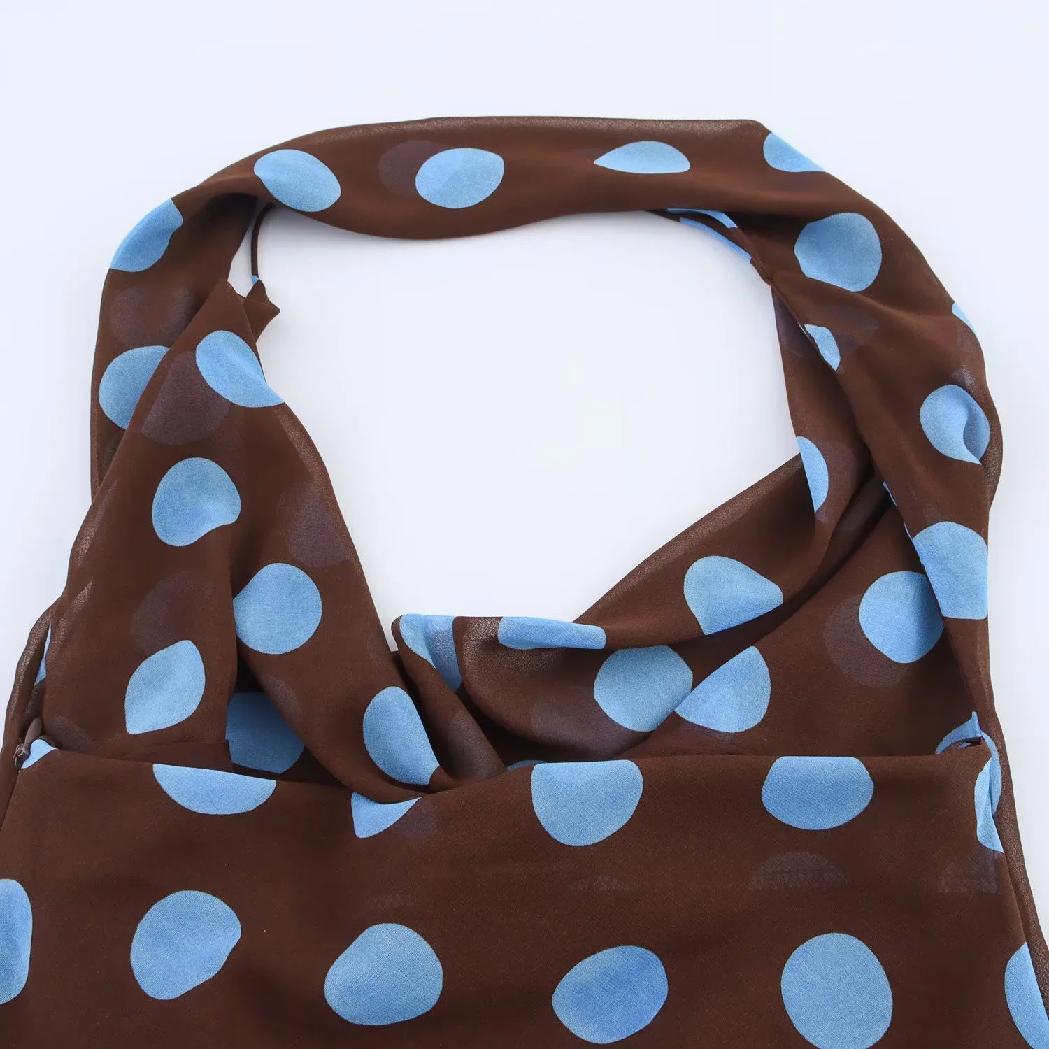 TRAF Faldas Midi Estampadas de Lunares Conjuntos de Dos Piezas para Mujer Trajes Chic de Top Halter con Pañuelo de Verano Conjuntos de 2 Piezas para Mujer de Playa