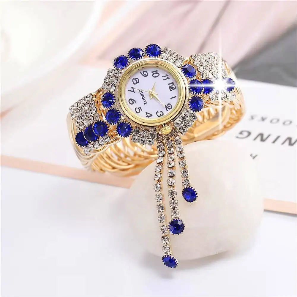 Luxury Rhinestone Women Quartz Watch Fashion Adjustable Bangle Ladies Wristwatch Reloj Mujer