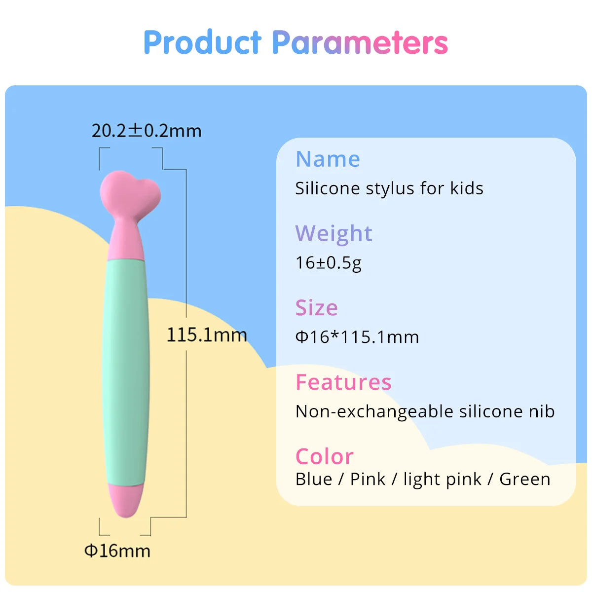 Cute Touch Screen Pen Stylus Silicon Writing Drawing Handwriting Touch Screen Pen for Kids Compatible with Tablet Phone for iPad