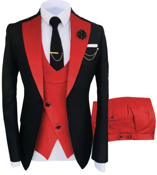 Nuevo Traje de Hombre Ropa Popular Lujo Fiesta Escenario Traje de Hombre Padrinos de Boda Ajuste Regular Esmoquin Conjunto de 3 Piezas Chaqueta+Pantalones+Chaleco