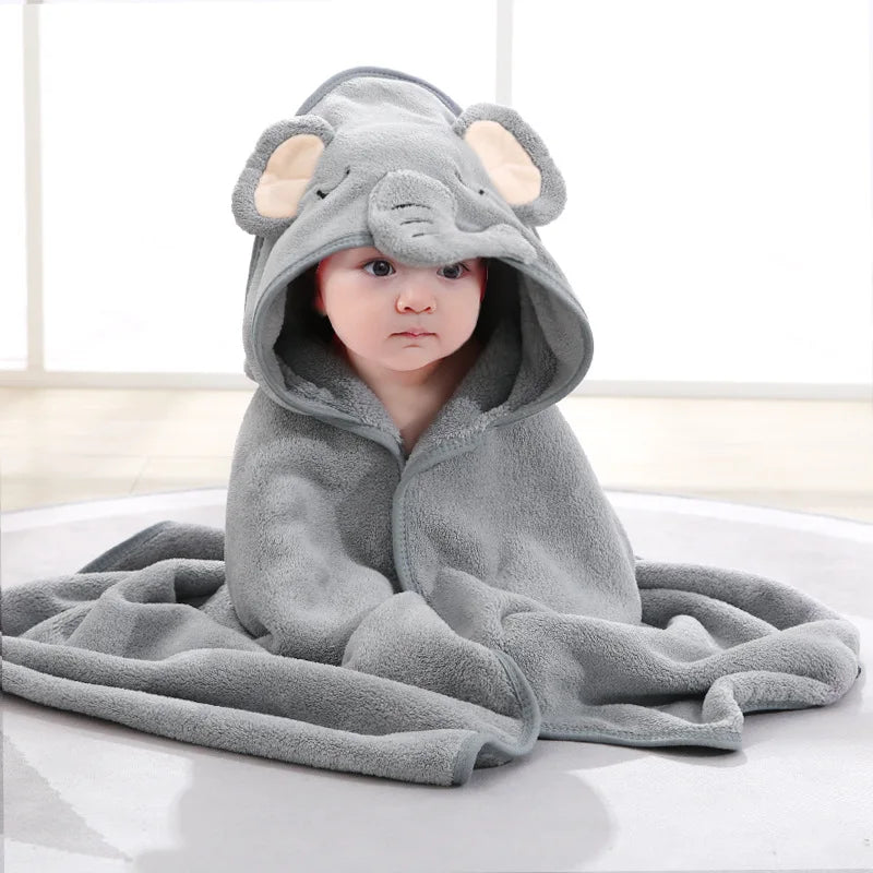 Toalla de baño para bebé, toalla de baño para recién nacidos, niños y niñas, manta con capucha de forro polar coral con diseño de dibujos animados, ropa de cama para recién nacidos