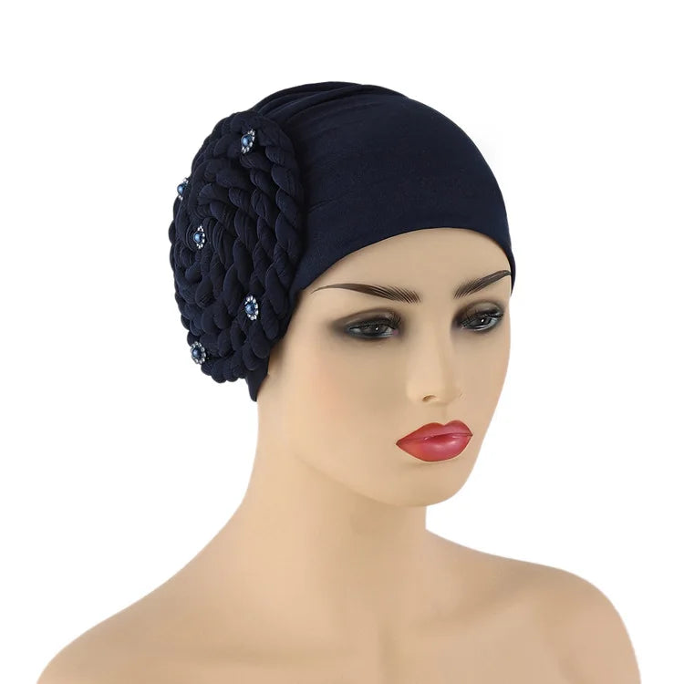 Diamantfletter Turbanhatt for kvinner Muslimsk hodeskjerf Panser Kvinnelig Inner Hijab Arabisk Hodeplagg Afrikansk Hodebånd Caps