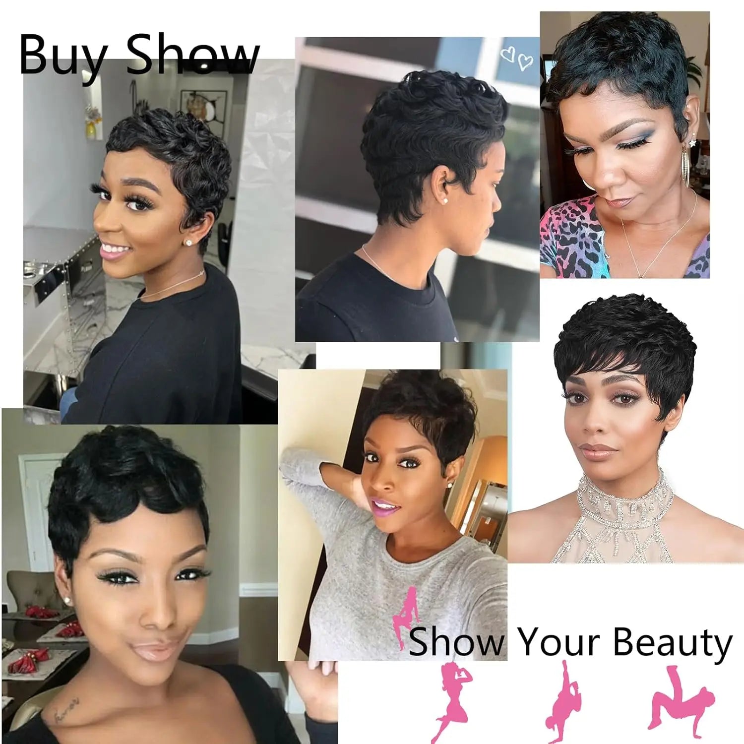 Synthetic Short Pixie Cut Wigs for Black Women Pixie Cut Wavy Wigs Layered Wigs Short Cut Natural Wavy Wigs for Daily Party Use
