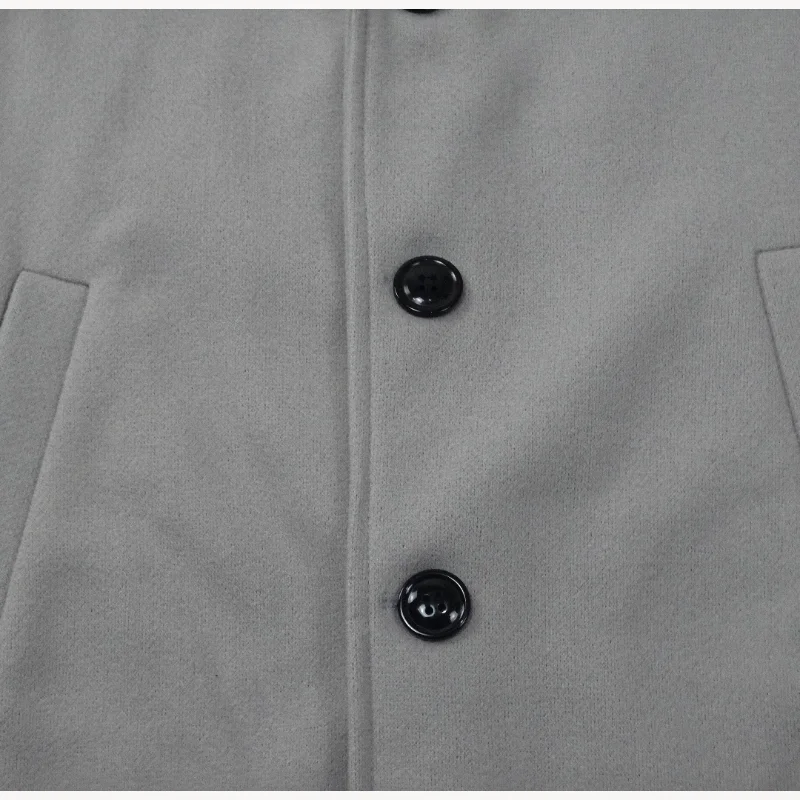 Chaquetas de streetwear para hombre, ropa de abrigo informal de color liso y abrigos, chaqueta de lana de solapa con botonadura simple para primavera e invierno