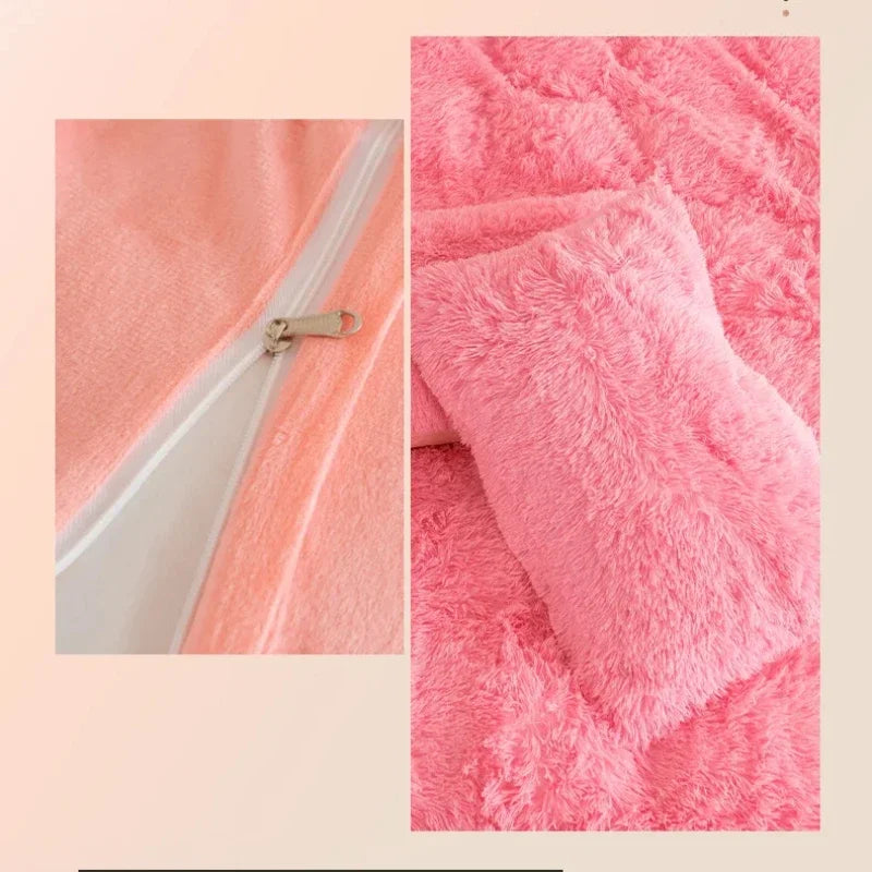 Juego de funda nórdica de felpa de lujo de 3/4 piezas – Ropa de cama cómoda y suave, perfecta para el confort del dormitorio, ideal para habitaciones de invitados y estética de dormitorios universitarios.