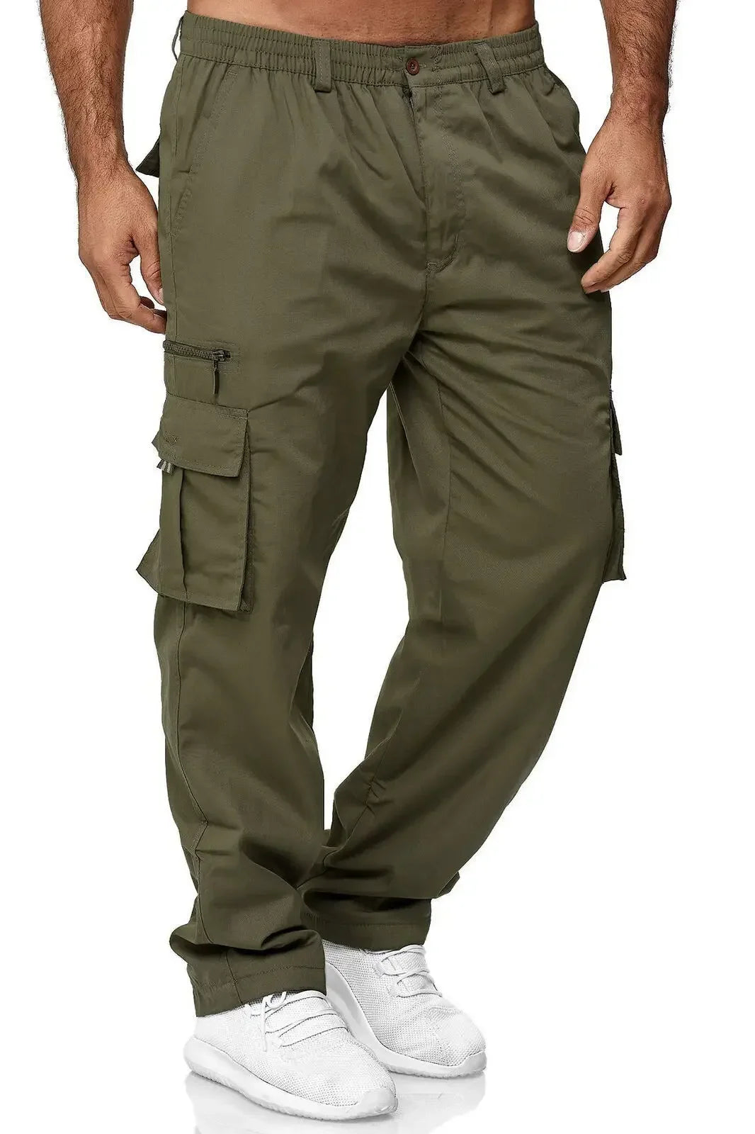 Pantalones de trabajoPantalones de trabajo informales para hombre con múltiples bolsillos, pantalones largos de pierna recta sueltos para exteriores, pantalones casuales de fitness para hombre