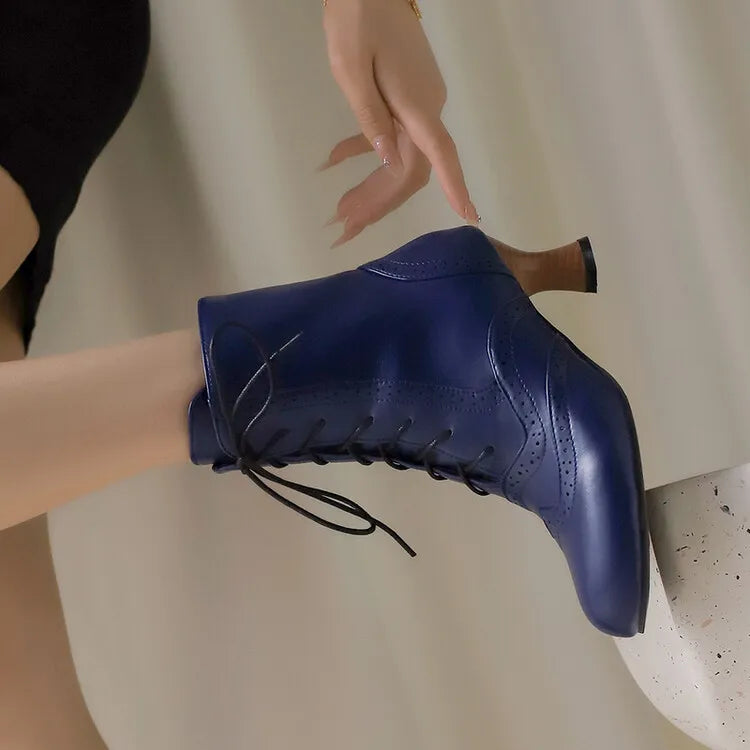 Botines de Moda Nuevos para Mujer Botines Cortos de Cuero de Alta Calidad para Mujer Zapatos Ligeros de Tacón Alto para Mujer Botas de Mujer