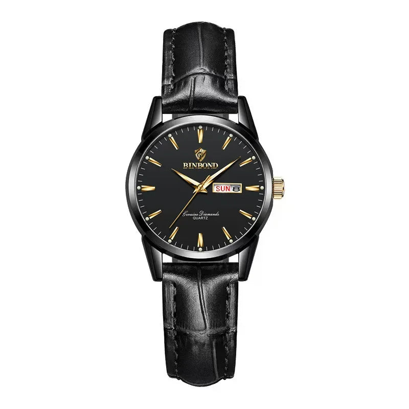 Hombre Reloj Superior Marca de Lujo Reloj de Pareja para Mujer Hombre Reloj Impermeable Calendario Masculino Relojes de Pulsera de Cuarzo Correa de Cuero Señoras