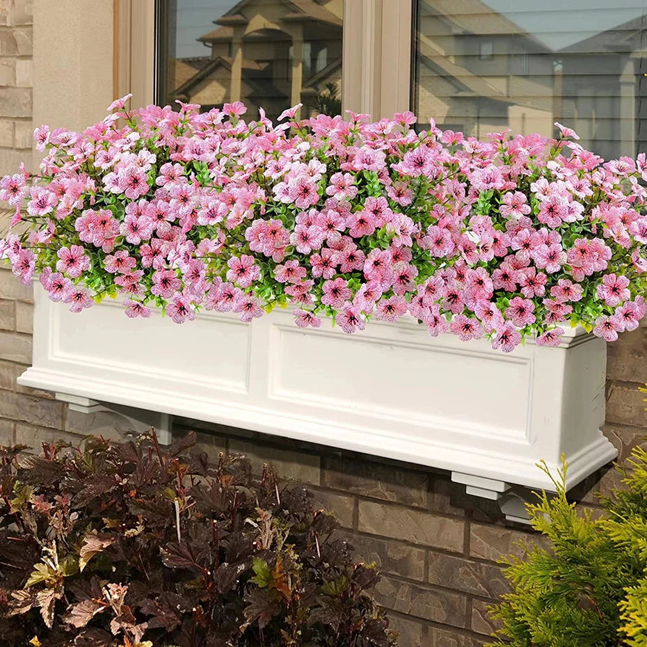 Flores artificiales para exterior, resistentes a los rayos UV, plantas sintéticas para jardín, bodas, hogar, cocina, decoración de granja, plantas artificiales