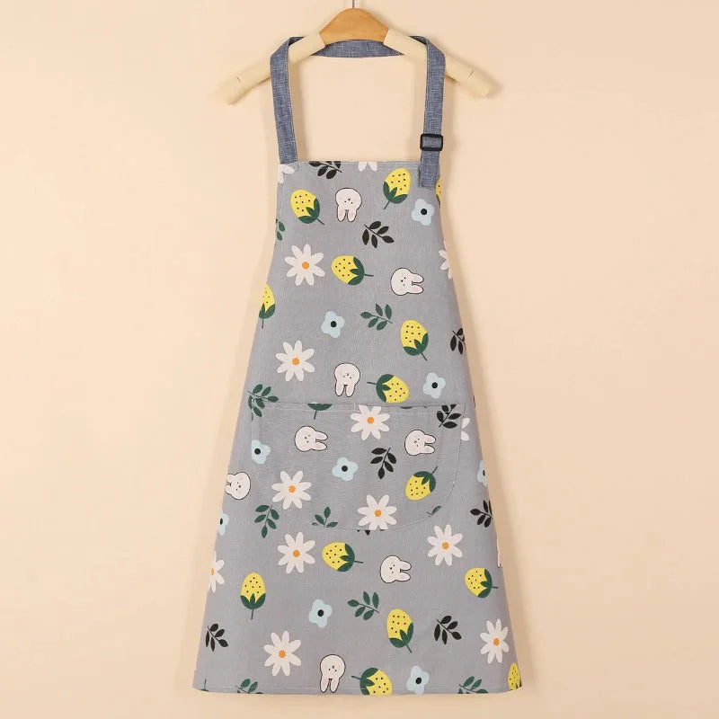 1 ud. Delantal de moda de tela de algodón, impermeable, engrosado, resistente a la suciedad, delantal de cocina y ropa de trabajo para el hogar, ropa de trabajo de jardinería