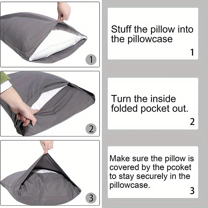 1pc 100% Cotton brushed Color block Pillowcases , Super Soft and Cozy, Wrinkle, Fade, Resistant with Envelope Closure