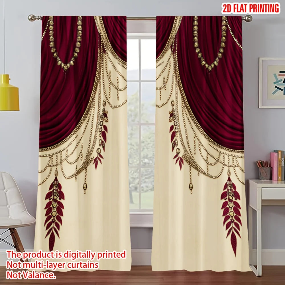 2PCS Light-Filtering Printed Curtains – Stylish, Soft & Perfect for Home Décor