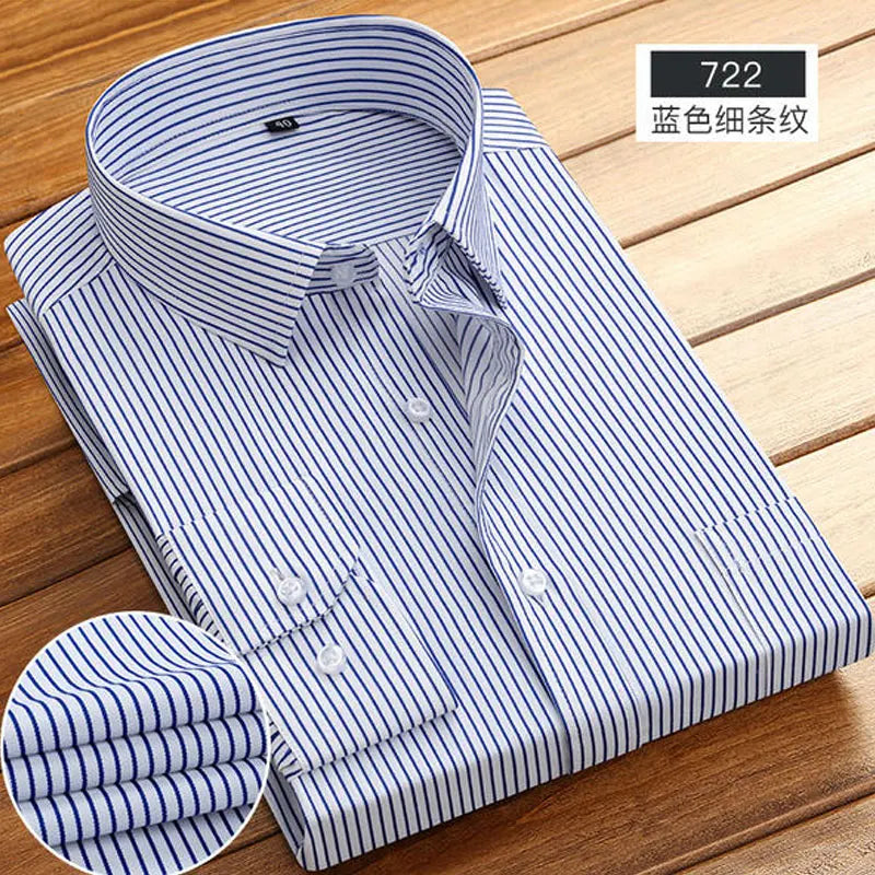 Camisa de manga larga para hombre primavera verano negocios casual algodón sin planchado alta calidad transpirable moda rayas nuevo
