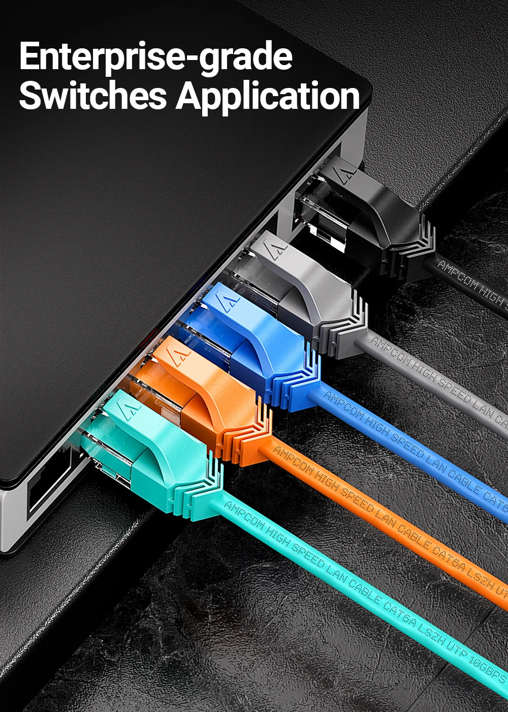 AMPCOM Ethernet Cable, Ultra Thin Cat6 RJ45 Lan Cable UTP RJ 45 Networking Cables Patch Cord for Desktop Computers Modem Router