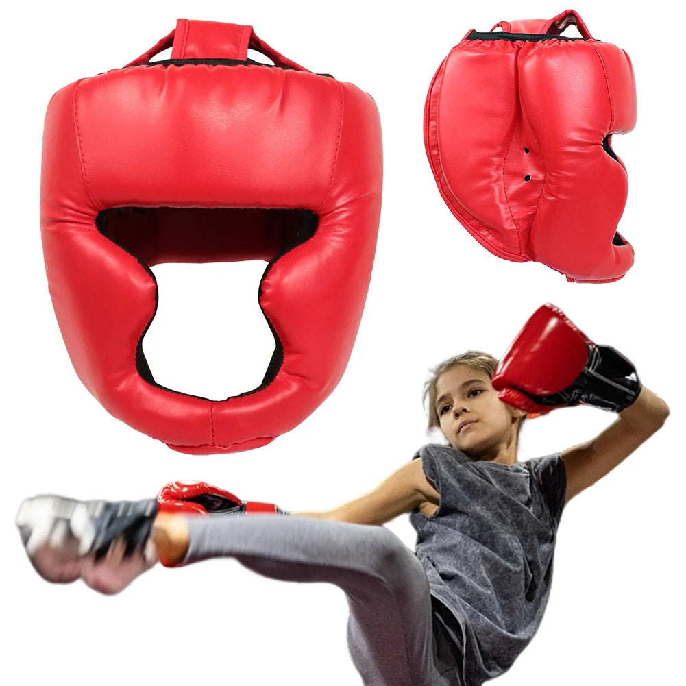 Gants de boxe de sécurité MMA pour adultes et enfants, casque, protection de la tête, gants en cuir PU, entraînement de boxe pour enfants, kickboxing, cible de boxe