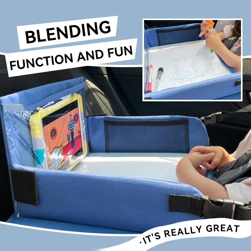Plateau de voyage pour enfants pour voiture, rangement de jouets pour enfants, planche à dessin, plateau de sécurité, porte-boissons, activités de voyage en voiture