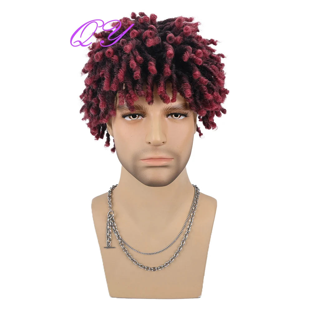 Perruque de dreadlocks courtes synthétiques, tresses courbées et sales, perruques torsadées pour hommes africains, coiffure quotidienne belle et de haute qualité
