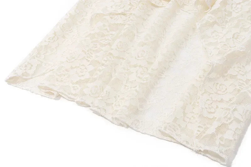 Ensemble 2 pièces jupe longue en dentelle et bandage pour femme, mode patchwork, dos nu, taille haute, élégant, à lacets