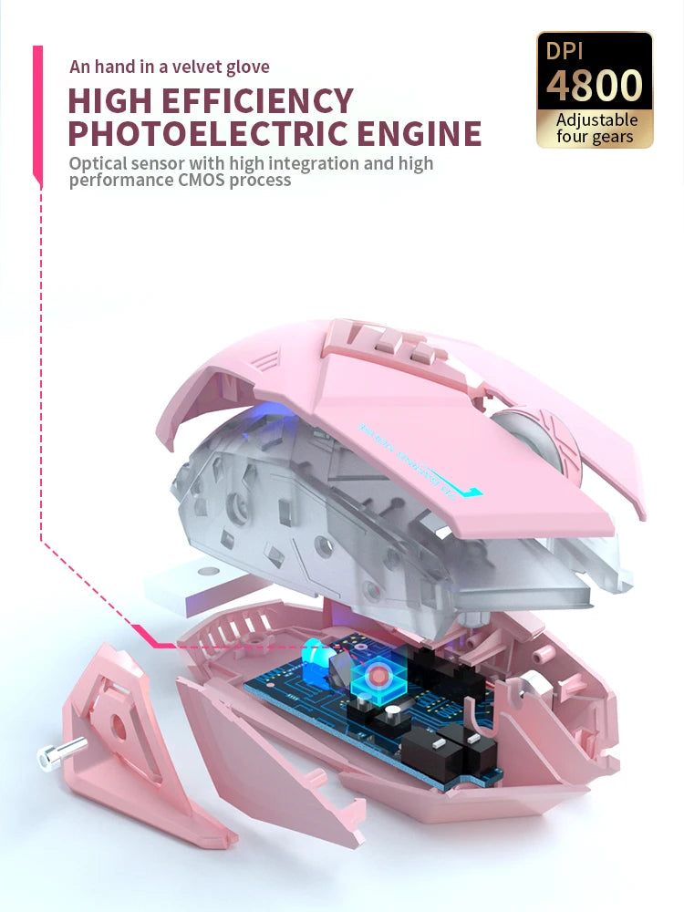 Souris de jeu ergonomique et silencieuse, 6 boutons, RGB, pour ordinateur de bureau et portable