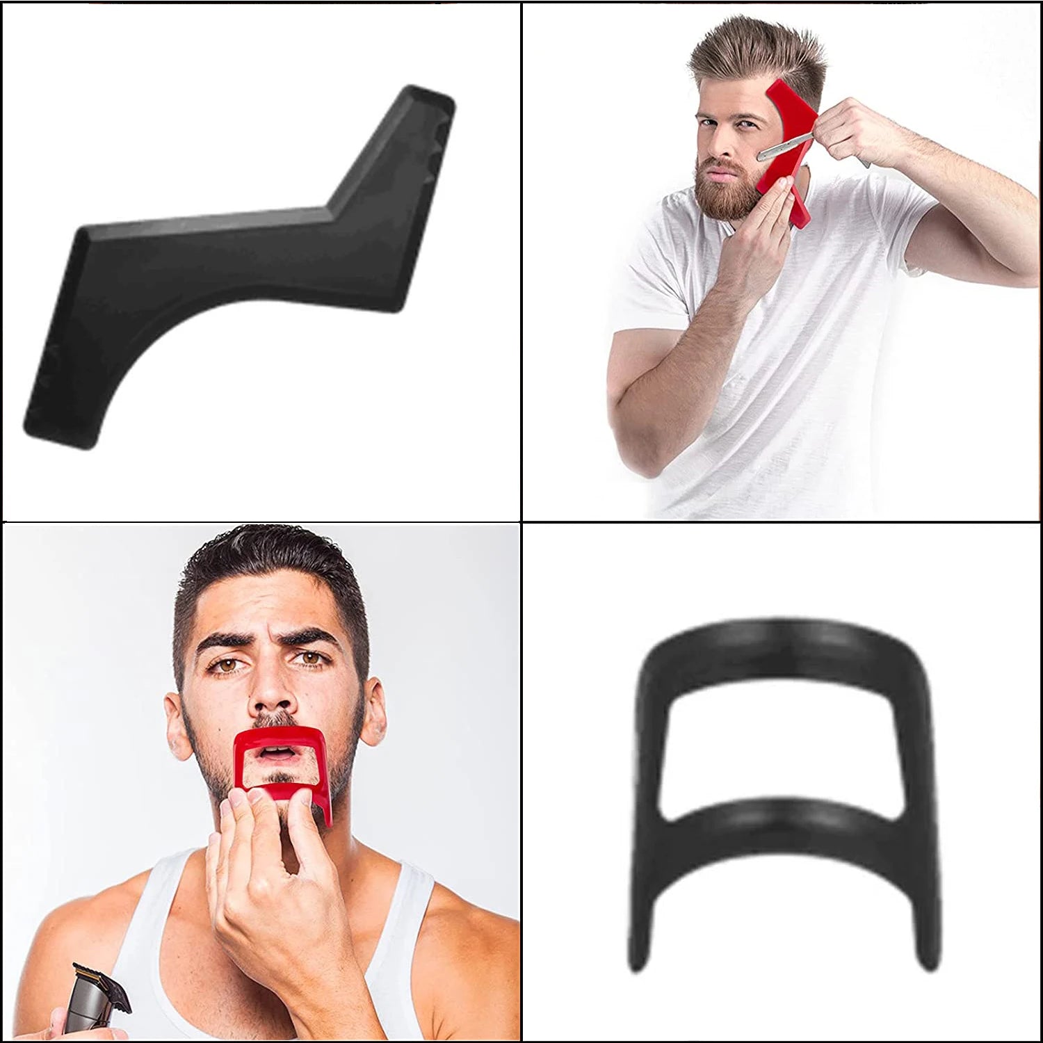 Kit de corte de pelo, barba, perilla, plantilla para afeitar el escote, herramienta para dar forma a la línea del cabello, kit de peluquería, suministros de barbería