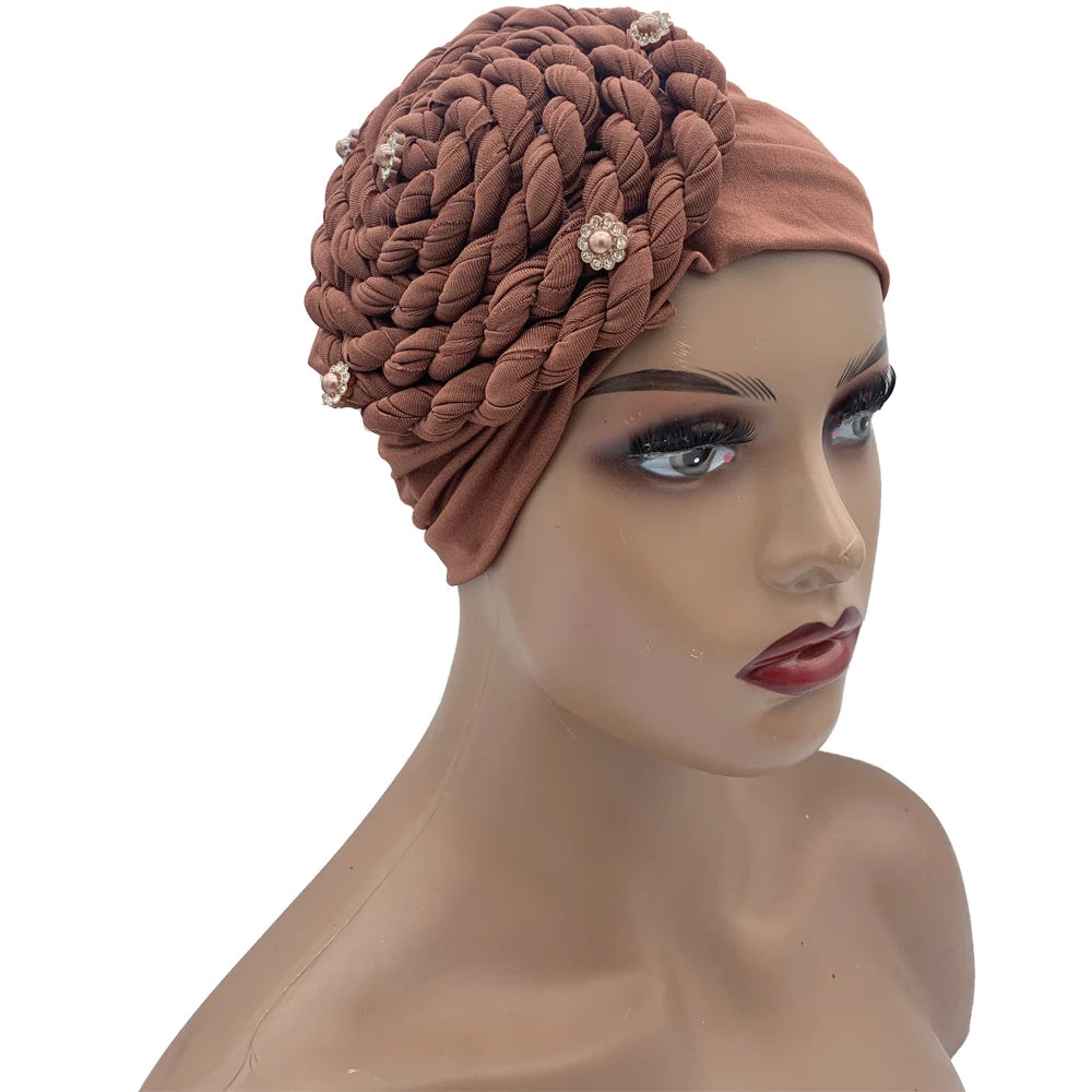 Diamantfletter Turbanhatt for kvinner Muslimsk hodeskjerf Panser Kvinnelig Inner Hijab Arabisk Hodeplagg Afrikansk Hodebånd Caps